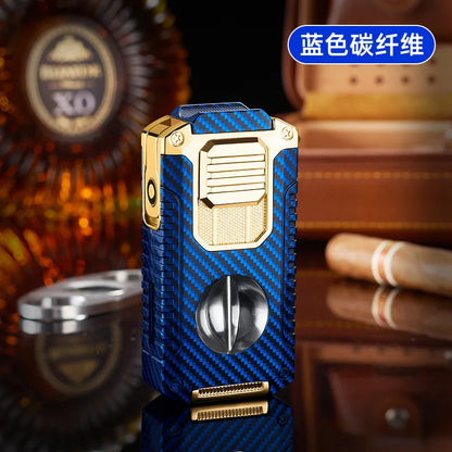 Portable Multi-function Jet Lighter with V-shaped Cigar Cutter Cigar Cigarette Holder Men's Cigarette Lighter, Gentleman's Taste by Passport Outfitters