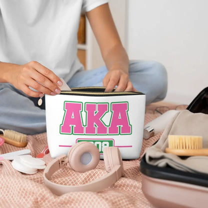 AKA Sorority 5 Women Cosmetic Bag Travel Makeup Organizer Pouch Toiletry Storage Dopp Kit Box by Passport Outfitters