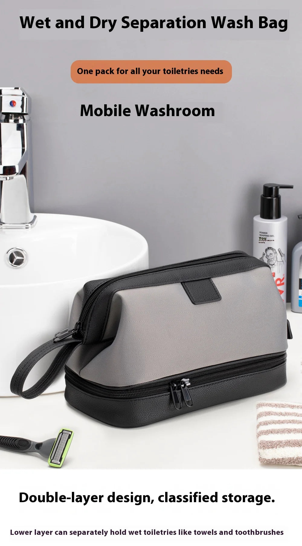 Large Capacity Women's Men Travel Toiletry Bag Makeup Cosmetics Storage Organizer Holer 2-layer Toiletry Washing Bag Waterproof by Passport Outfitters