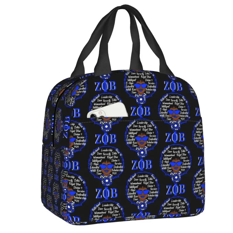 Custom Zeta Phi Beta Sorority Logo Lunch Bag Women Greek Letter 1920 Cooler Warm Insulated Lunch Box for Children School by Passport Outfitters