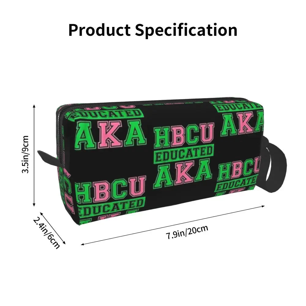 HBCU Grad AKA Sorority Paraphernalia, HBCU Educated AKA Makeup Bag Toiletry Cosmetic Bag for Women Beauty Travel Pencil Case by Passport Outfitters