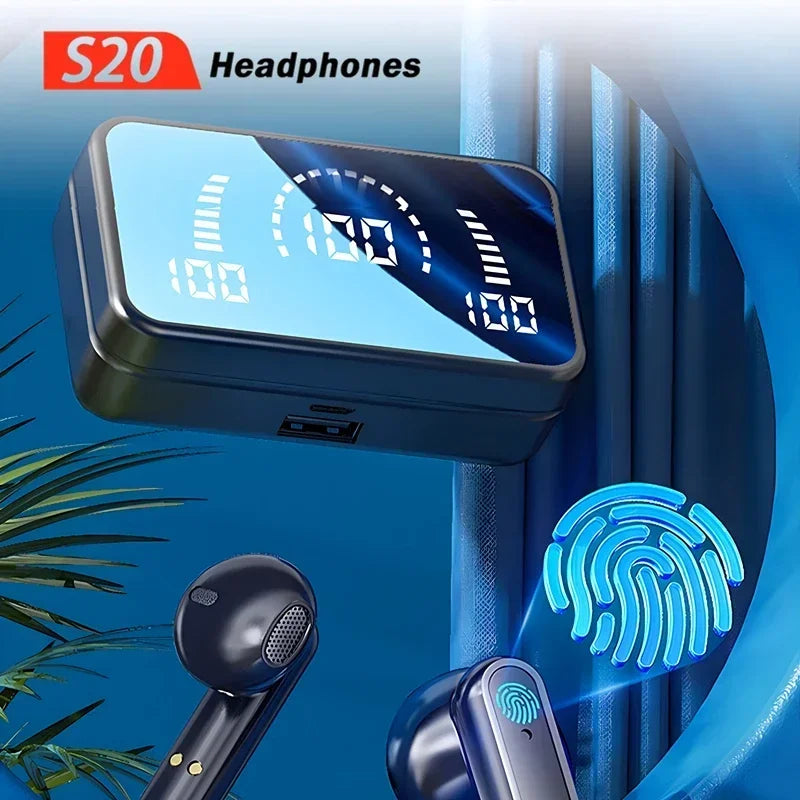 TWS S20 Earphones Bluetooth Wireless Earphones High-Fidelity Stereo Sports Gaming Waterproof Bluetooth Earphones by Passport Outfitters