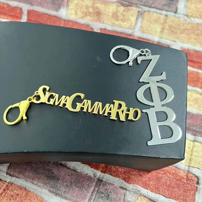 Party sisters Gift Greek Organization Letter Stainless Steel Keychain by Passport Outfitters