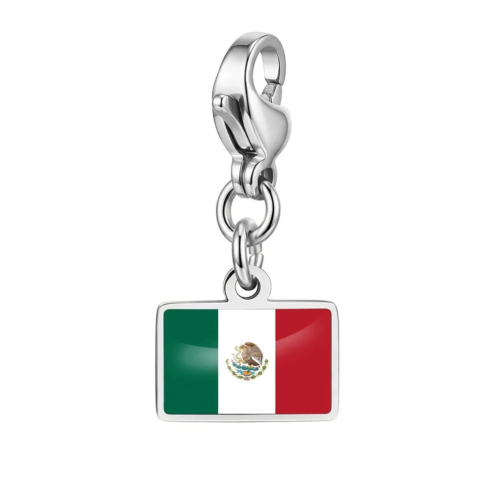 10mm Country Flag Charms Pendant Necklace Bracelet Keychain Bagchain Stainless Steel Jewelry A Commemorative Gift For A Friend by Passport Outfitters