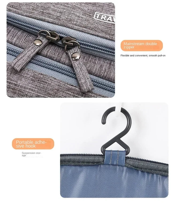 New Portable Toiletry Washbag with Hanging Hook Men Makeup Bag Wash Toiletry Travel Organizer Women Cosmetic Storage Bag by Passport Outfitters
