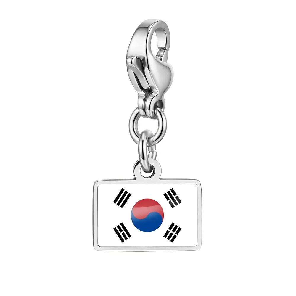 10mm Country Flag Charms Pendant Necklace Bracelet Keychain Bagchain Stainless Steel Jewelry A Commemorative Gift For A Friend by Passport Outfitters