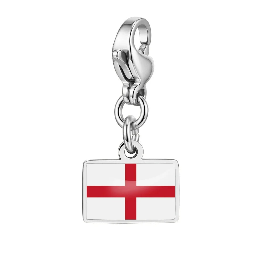 10mm Country Flag Charms Pendant Necklace Bracelet Keychain Bagchain Stainless Steel Jewelry A Commemorative Gift For A Friend by Passport Outfitters