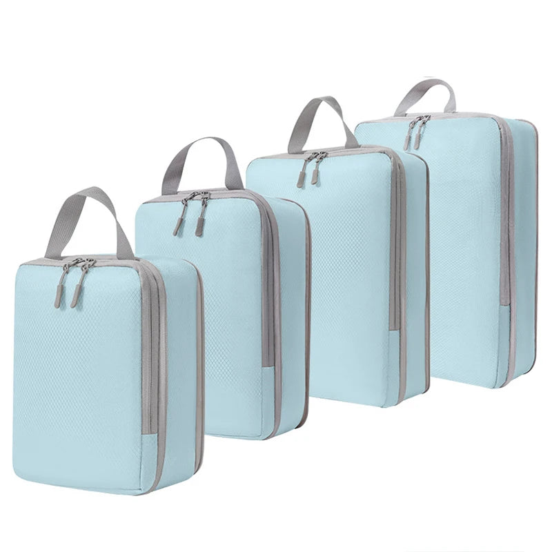 4pcs Large Capacity Travel Compression Packing Cubes Bag Portable Waterproof Suitcase Clothes Organizers For Travel Home Storage