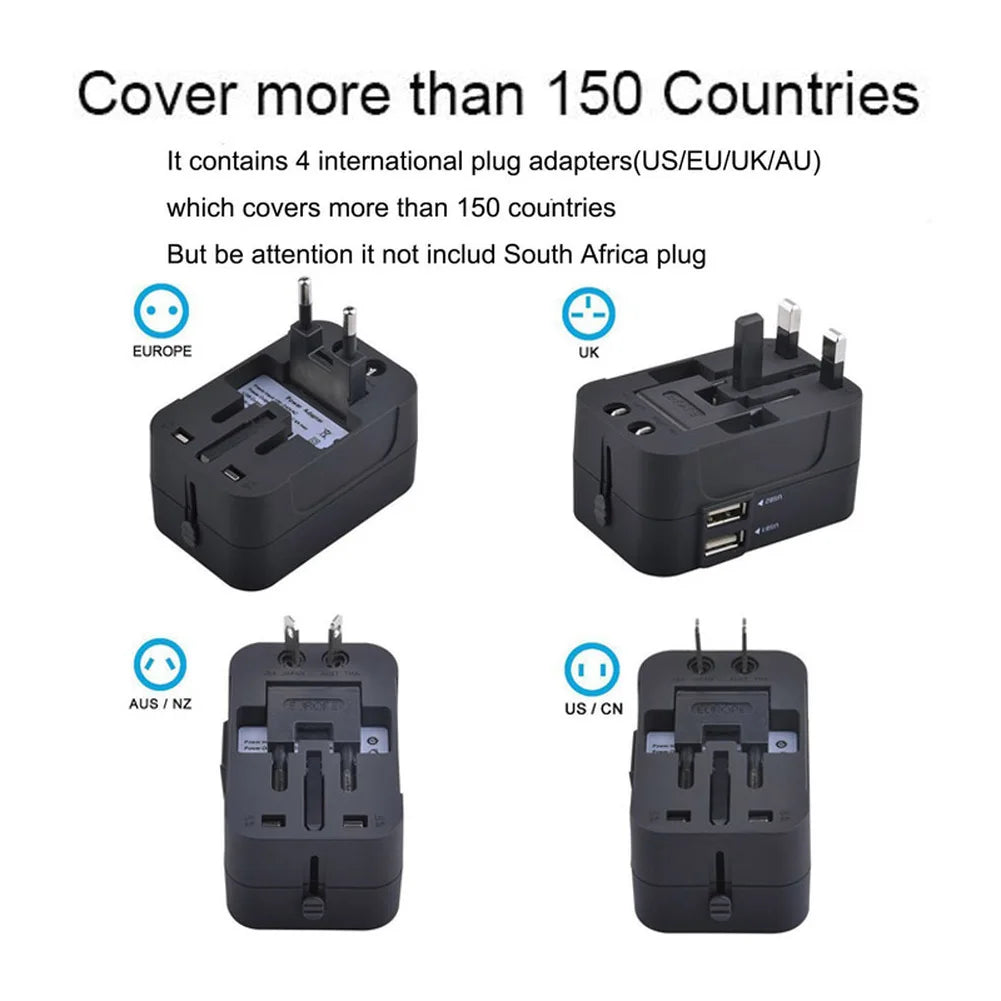 Universal Worldwide All in One Phone Charger Travel Wall AC Power Plug Adapter with Dual USB Charging Ports for USA EU UK AU by Passport Outfitters