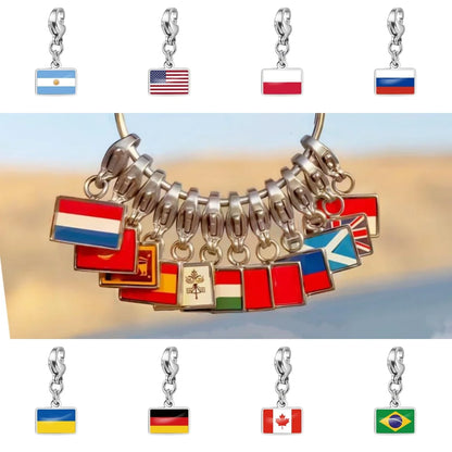 10mm Country Flag Charms Pendant Necklace Bracelet Keychain Bagchain Stainless Steel Jewelry A Commemorative Gift For A Friend by Passport Outfitters