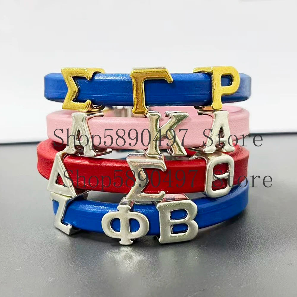 Sorority & Fraternity Greek Letter Leather Wristband Bracelets by Passport Outfitters