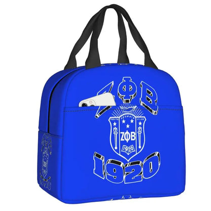Custom Zeta Phi Beta Sorority Logo Lunch Bag Women Greek Letter 1920 Cooler Warm Insulated Lunch Box for Children School by Passport Outfitters