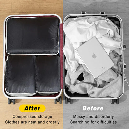 4pcs Large Capacity Travel Compression Packing Cubes Bag Portable Waterproof Suitcase Clothes Organizers For Travel Home Storage