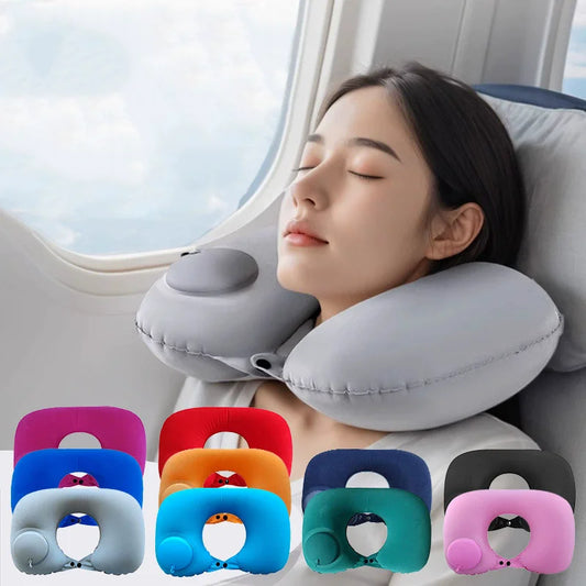 Travel Neck Inflatable U-shaped  Foldable Airplane Pillow