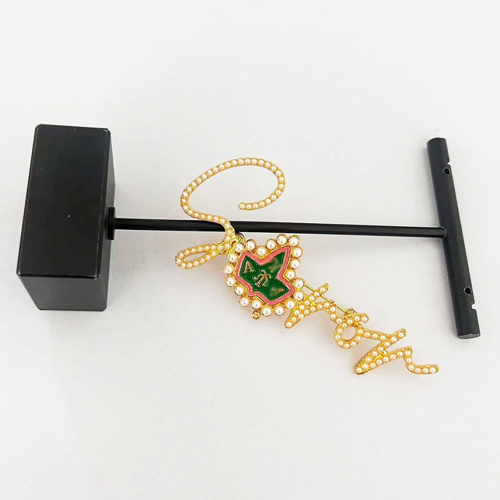SOROR Pearl Brooch Pink Green Ivy League Emblem by Passport Outfitters