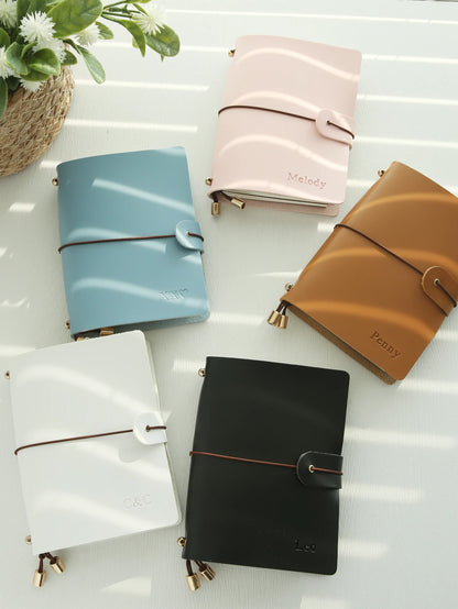 Personalized Leather Passport Holder Custom Name Imprinted Creative Handbook A7 Journal Card Holder Portable Travel Notepad Gift by Passport Outfitters