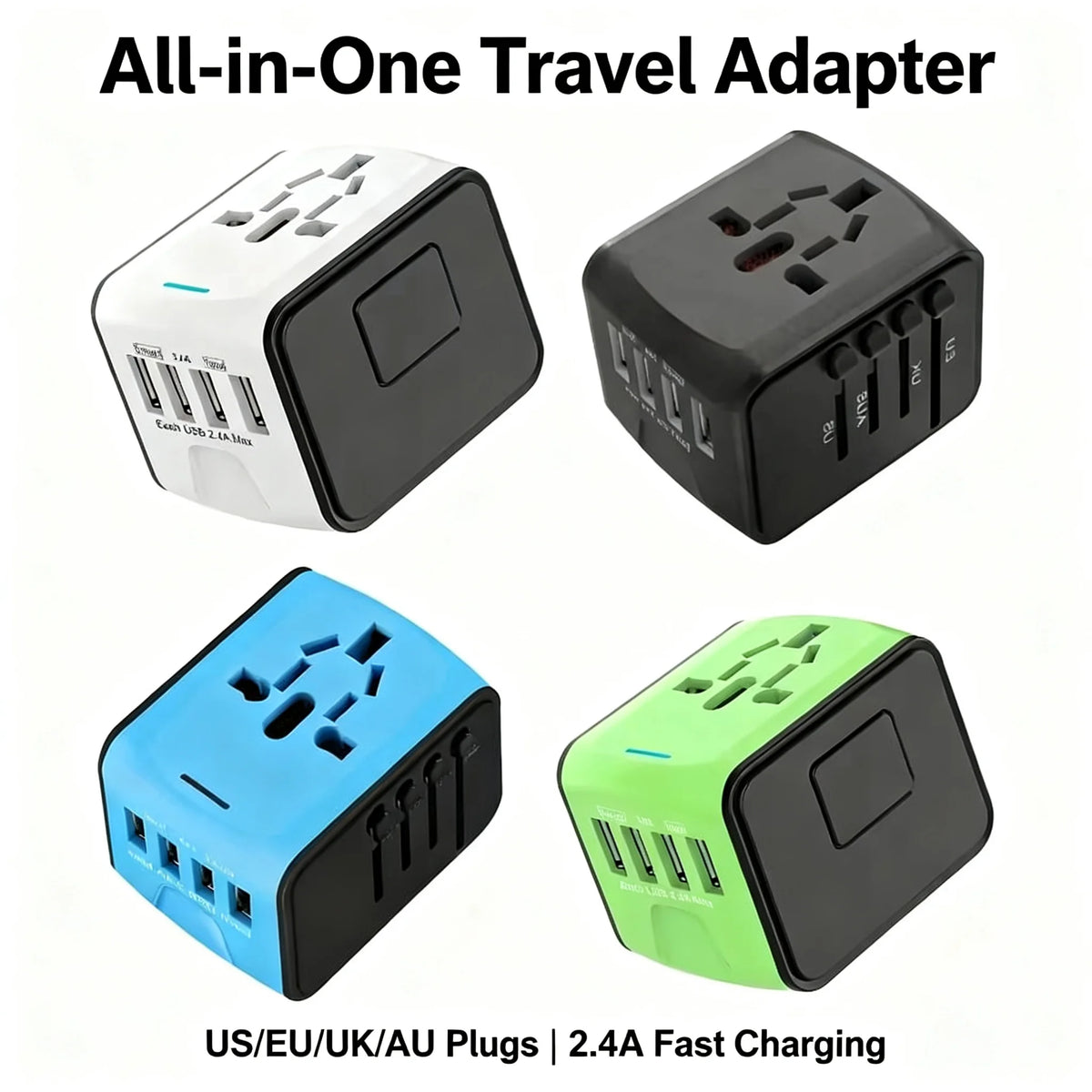 Travel Adapter Universal Power Plug UK European Union US Socket International 3USB Type C Wall Charger for Global Adapters by Passport Outfitters