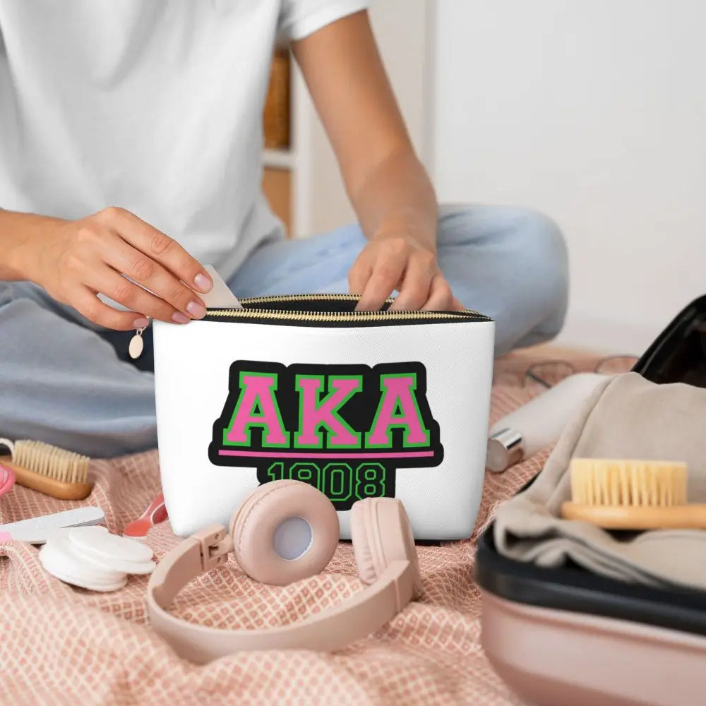 AKA Sorority 5 Women Cosmetic Bag Travel Makeup Organizer Pouch Toiletry Storage Dopp Kit Box by Passport Outfitters