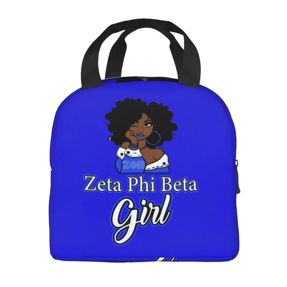 Custom Zeta Phi Beta Sorority Logo Lunch Bag Women Greek Letter 1920 Cooler Warm Insulated Lunch Box for Children School by Passport Outfitters