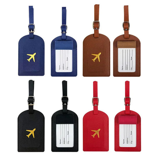 Travel Essentials PU Leather Luggage Tag Suitcase Identifier, Passport Holder Wallet