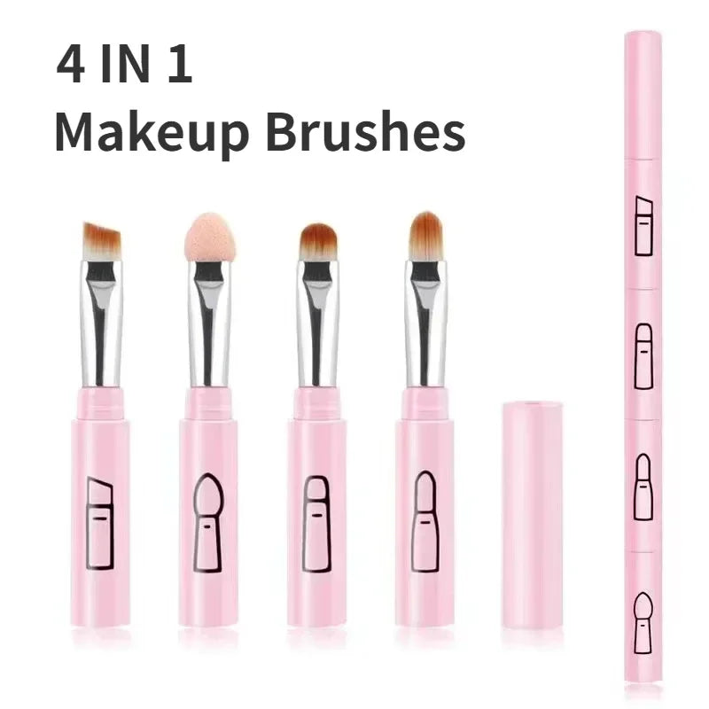 4 IN 1 Multifunctional Makeup Brushes Set Makeup Gadget Detachable Lip Eyeshadow Brush Sponge Eyeshadow Brush for Home Travel by Passport Outfitters