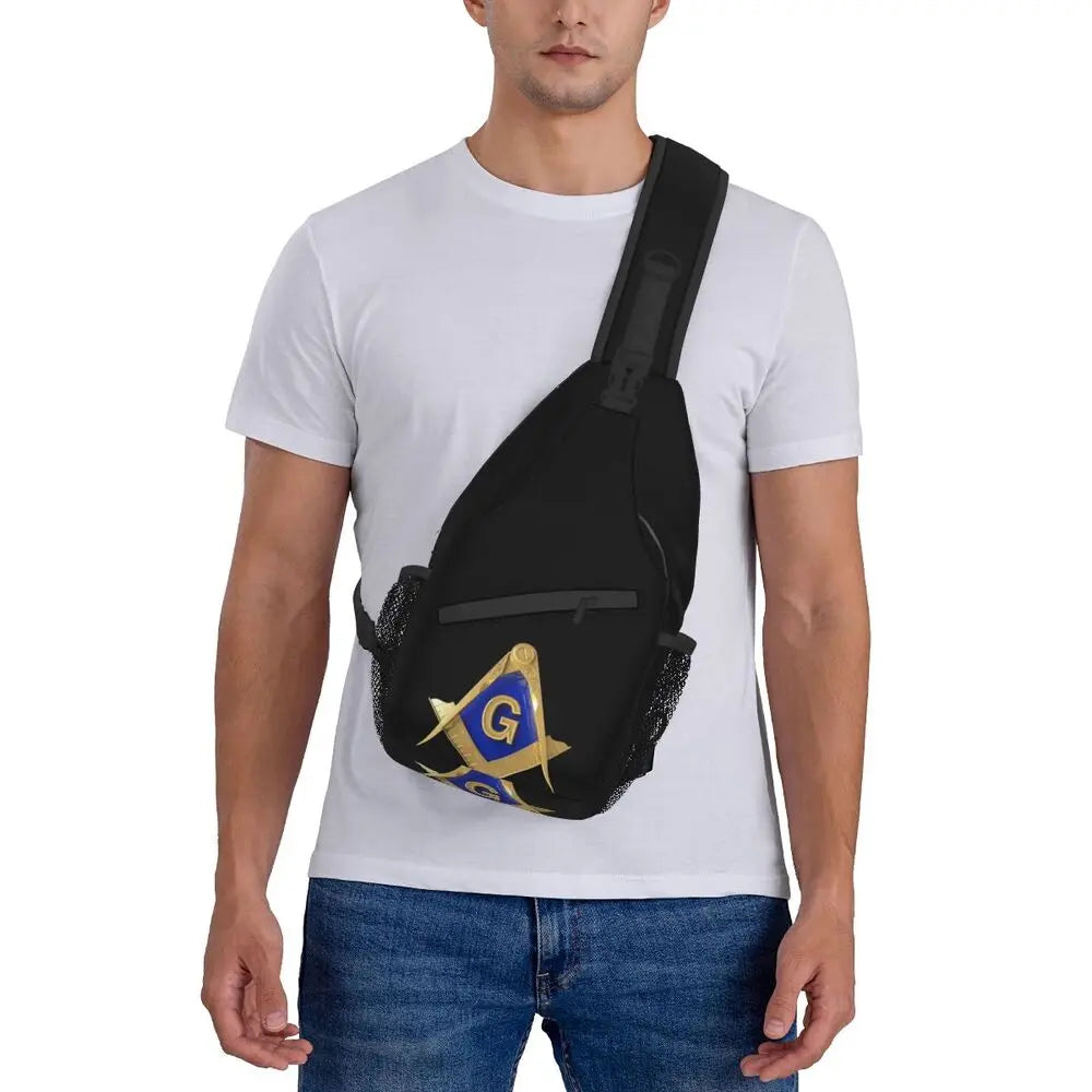 Casual Freemason Sling Bag for Travel Hiking Men Mason Masonic Crossbody Chest Backpack Shoulder Daypack by Passport Outfitters