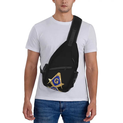 Casual Freemason Sling Bag for Travel Hiking Men Mason Masonic Crossbody Chest Backpack Shoulder Daypack by Passport Outfitters