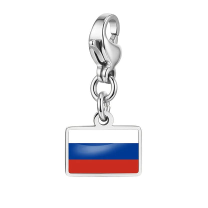 10mm Country Flag Charms Pendant Necklace Bracelet Keychain Bagchain Stainless Steel Jewelry A Commemorative Gift For A Friend by Passport Outfitters