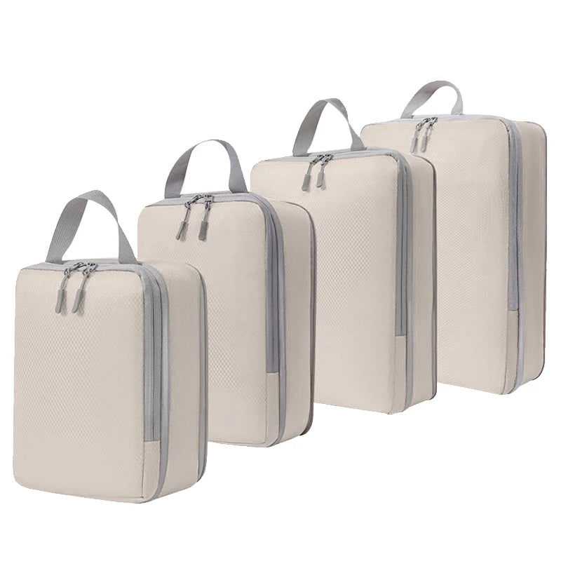 4pcs Large Capacity Travel Compression Packing Cubes Bag Portable Waterproof Suitcase Clothes Organizers For Travel Home Storage
