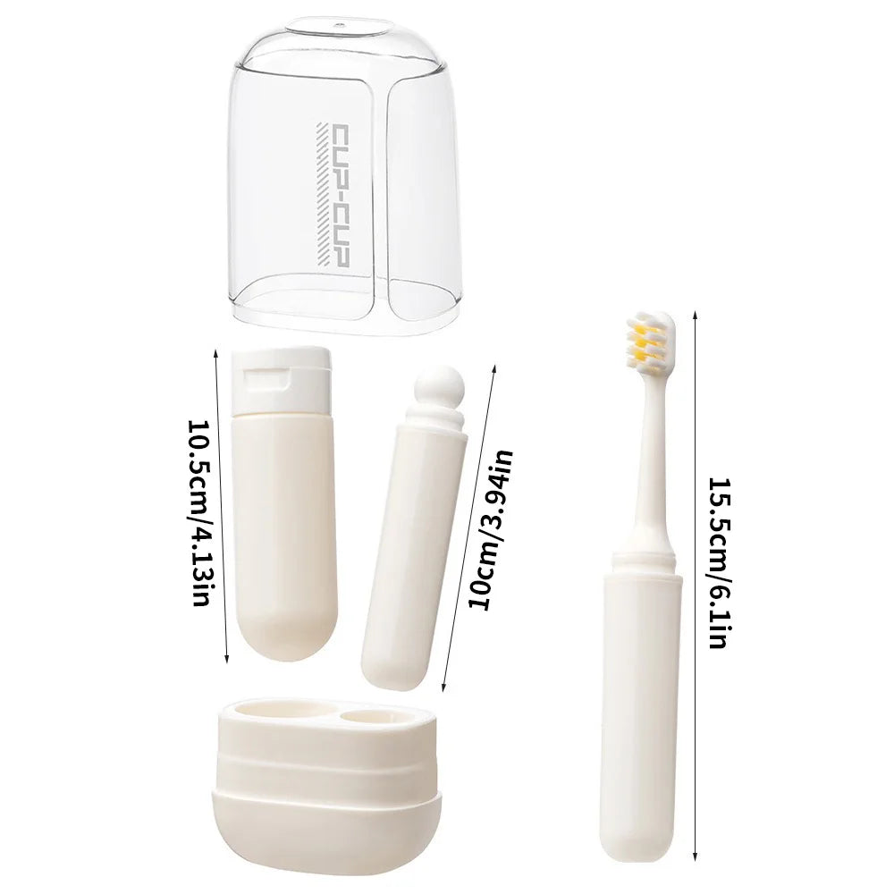 Travel toiletries set -3-in-1 convenient mouthwash cup, toothbrush, toothpaste storage box - essential for business trips by Passport Outfitters