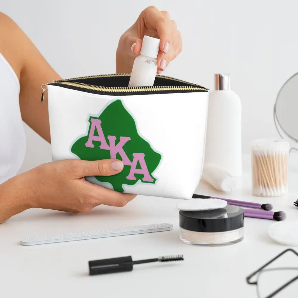 AKA Sorority 5 Women Cosmetic Bag Travel Makeup Organizer Pouch Toiletry Storage Dopp Kit Box by Passport Outfitters