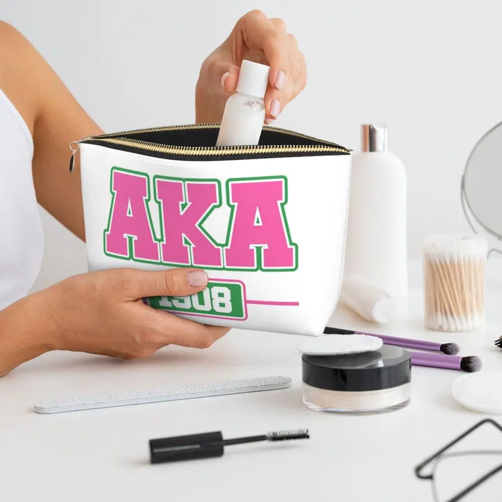 AKA Sorority 5 Women Cosmetic Bag Travel Makeup Organizer Pouch Toiletry Storage Dopp Kit Box by Passport Outfitters