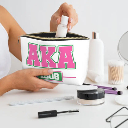 AKA Sorority 5 Women Cosmetic Bag Travel Makeup Organizer Pouch Toiletry Storage Dopp Kit Box by Passport Outfitters