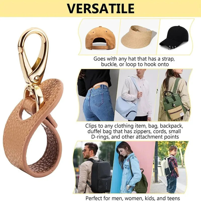Travel Hat Clip Leather Simple Golf Baseball Hat Clip Summer Hat Strap Towel Glove Storage Wallet Buckle Hands-free Latch Clip by Passport Outfitters