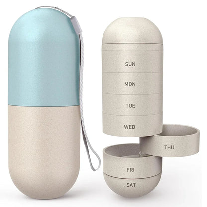 Pill Splitters Cute Weekly Pill Organizer BPA Free Travel Hiking 7 Day Pill Box Case To Hold Pills Vitamins Fish Oil Supplements by Passport Outfitters