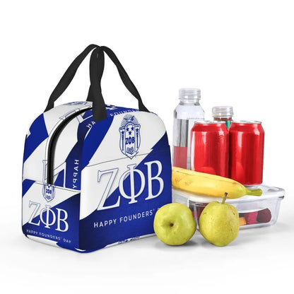 Custom Zeta Phi Beta Sorority Logo Lunch Bag Women Greek Letter 1920 Cooler Warm Insulated Lunch Box for Children School by Passport Outfitters