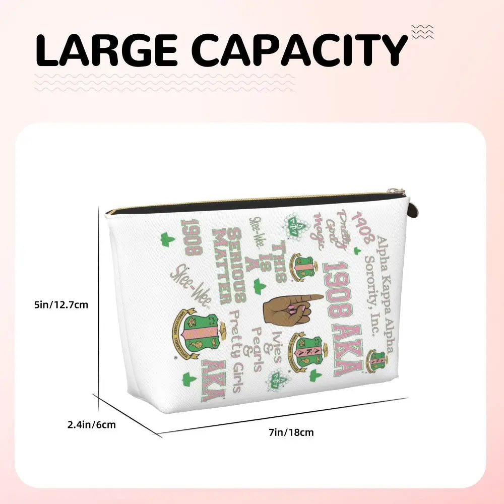 AKA Sorority 10 Women Cosmetic Bags Travel Makeup Organizer Pouch Toiletry Storage Dopp Kit Case by Passport Outfitters