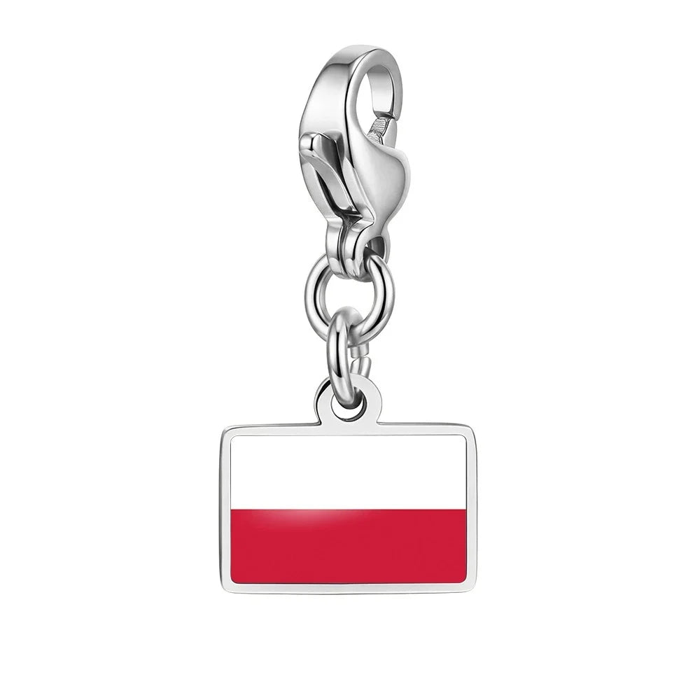 10mm Country Flag Charms Pendant Necklace Bracelet Keychain Bagchain Stainless Steel Jewelry A Commemorative Gift For A Friend by Passport Outfitters