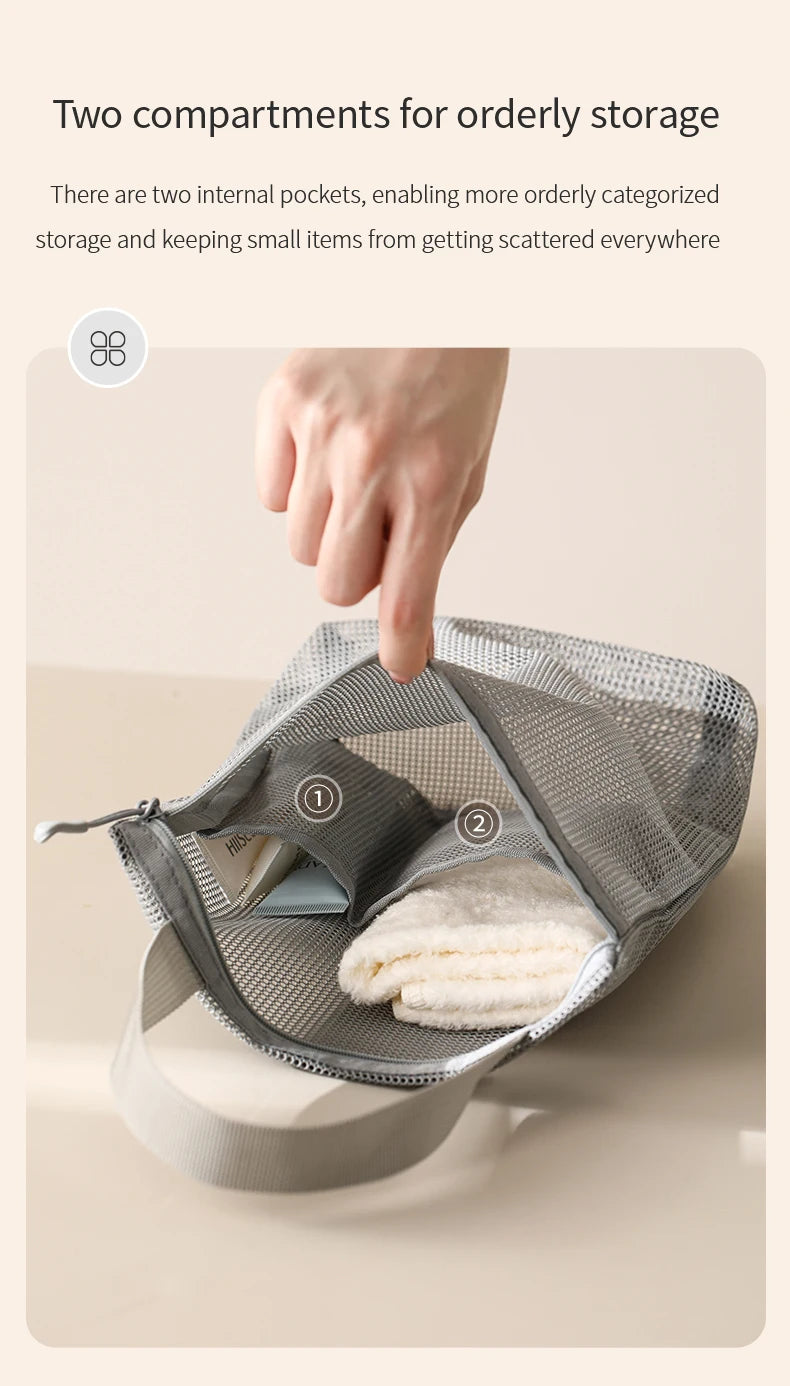 23x26cm Portable Toiletry Bag with Handy Handle Large Capacity Mesh Toiletry Storage Bag Makeup Bag for Business Trips Travel by Passport Outfitters
