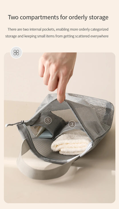 23x26cm Portable Toiletry Bag with Handy Handle Large Capacity Mesh Toiletry Storage Bag Makeup Bag for Business Trips Travel by Passport Outfitters