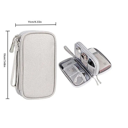 1pc Pink/Grey/Black/Navy Travel Portable Digital Product Storage Bag USB Data Cable Organizer Headset Charging Treasure Box Bag by Passport Outfitters