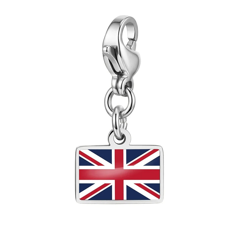 10mm Country Flag Charms Pendant Necklace Bracelet Keychain Bagchain Stainless Steel Jewelry A Commemorative Gift For A Friend by Passport Outfitters