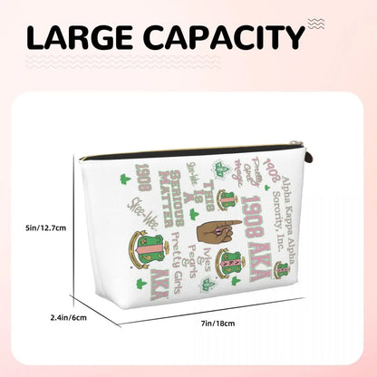 AKA Sorority 10 Women Cosmetic Bags Travel Makeup Organizer Pouch Toiletry Storage Dopp Kit Case by Passport Outfitters