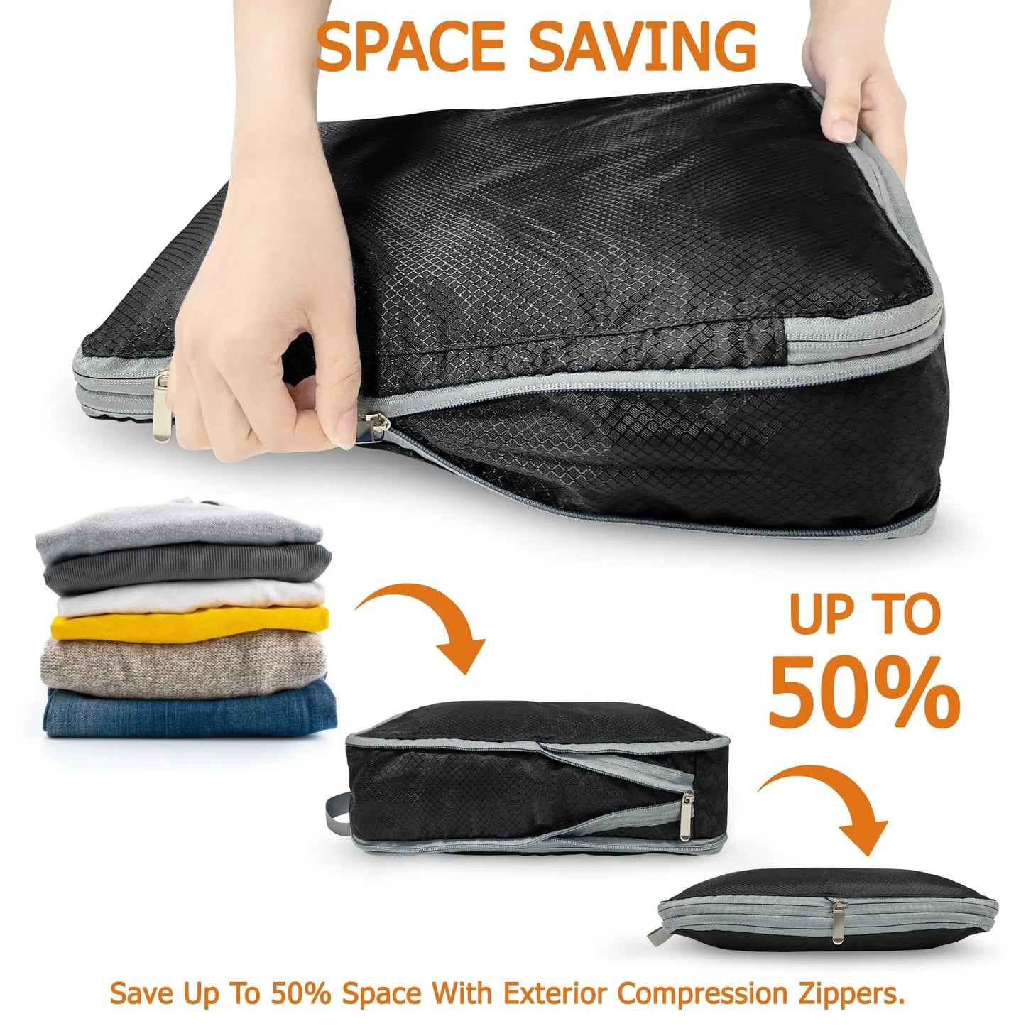 4pcs Large Capacity Travel Compression Packing Cubes Bag Portable Waterproof Suitcase Clothes Organizers For Travel Home Storage