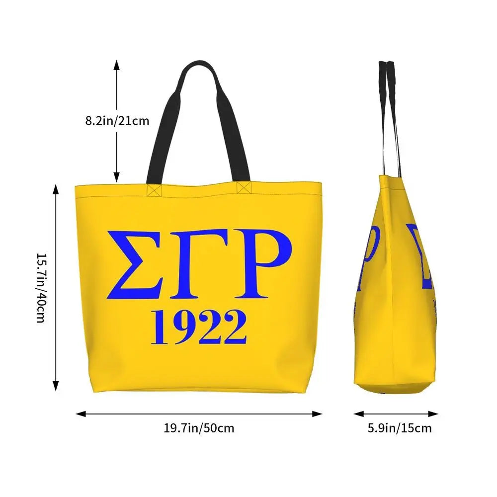 Sigma Gamma Rho 1922 Shopping Tote Bag Canvas Large Capacity Shoulder Bags Shopper Grocery Handbag for Women by Passport Outfitters