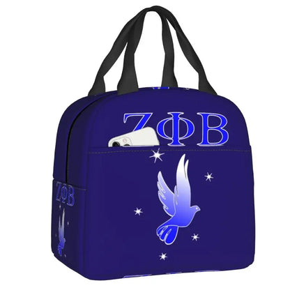 Custom Zeta Phi Beta Sorority Logo Lunch Bag Women Greek Letter 1920 Cooler Warm Insulated Lunch Box for Children School by Passport Outfitters