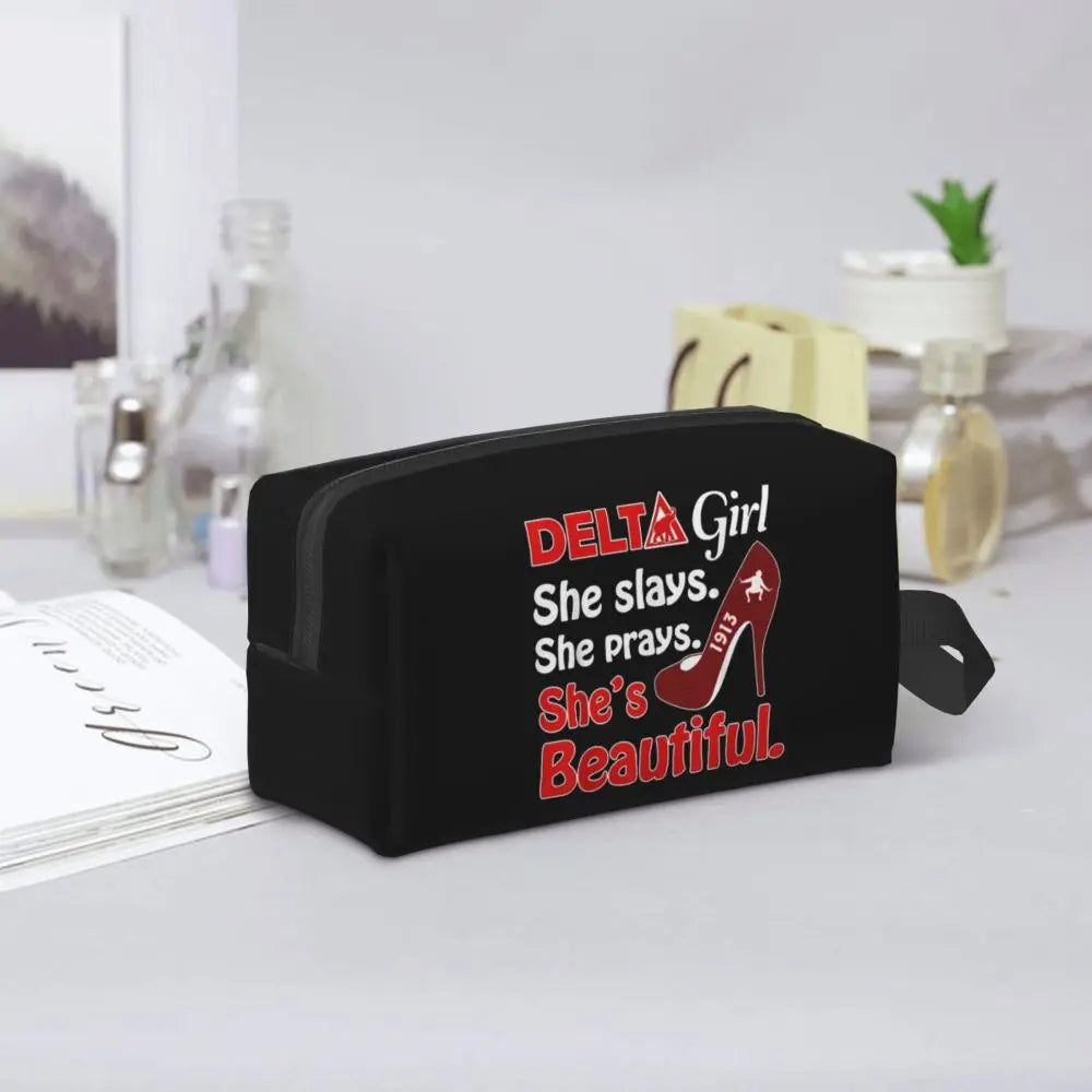 Delta Sigma Theta Sorority Gifts Makeup Bag Cosmetic Organizer Storage Dopp Kit Toiletry Cosmetic Bag for Women Beauty Travel by Passport Outfitters