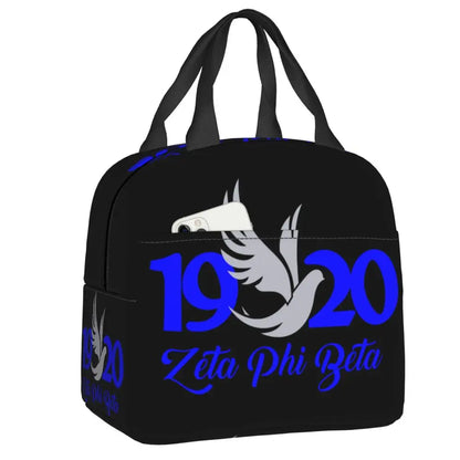 Custom Zeta Phi Beta Sorority Logo Lunch Bag Women Greek Letter 1920 Cooler Warm Insulated Lunch Box for Children School by Passport Outfitters