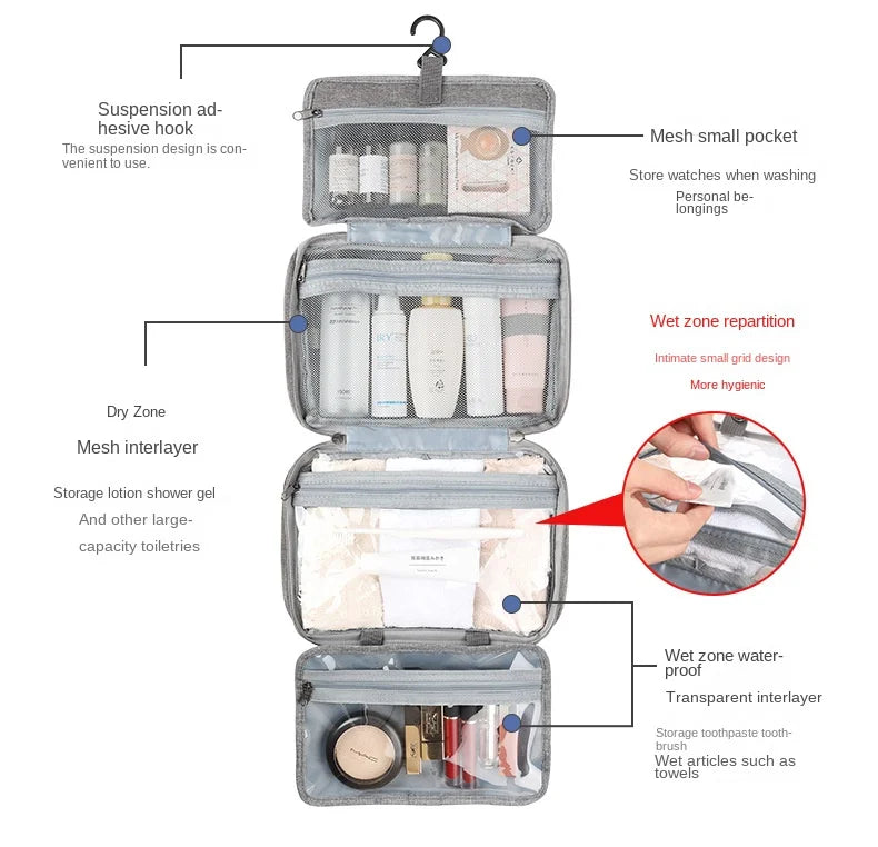 Travel Waterproof Folding Dry and Wet Separation Toiletry Bag - Passport Outfitters Apparel 