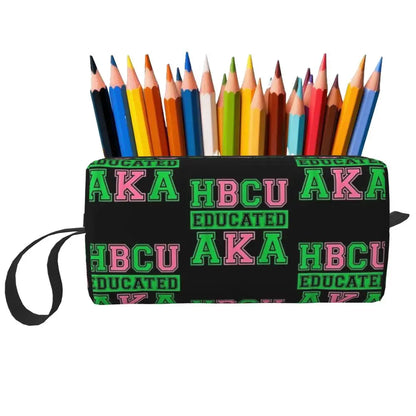 HBCU Grad AKA Sorority Paraphernalia, HBCU Educated AKA Makeup Bag Toiletry Cosmetic Bag for Women Beauty Travel Pencil Case by Passport Outfitters